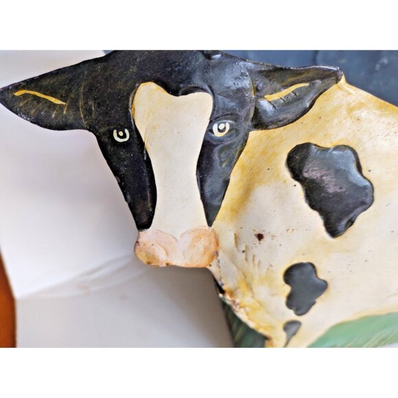 Vintage Hand Made Cow Tin Art Planter Box 12 1/2" long x 9" tall x 5.5" wide - Picture 10 of 14